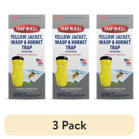 (3 pack) Enoz Trap-N-Kill Outdoor Yellow Jacket, Hornet, and Wasp Trap with Bait