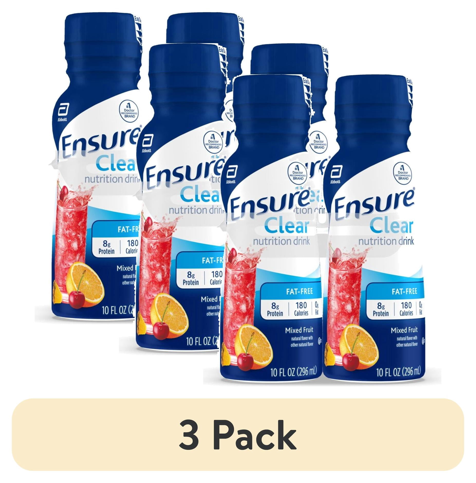 (3 pack) Ensure Clear Nutrition Drink, Fat-Free, Mixed Fruit, 10 fl oz, 4 Pack