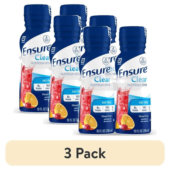 (3 pack) Ensure Clear Nutrition Drink, Fat-Free, Mixed Fruit, 10 fl oz, 4 Pack
