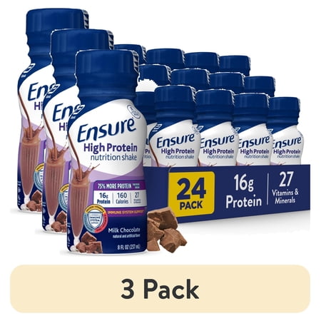 (3 pack) Ensure High Protein Nutrition Shake, Milk Chocolate, 8 fl oz, 24 Count