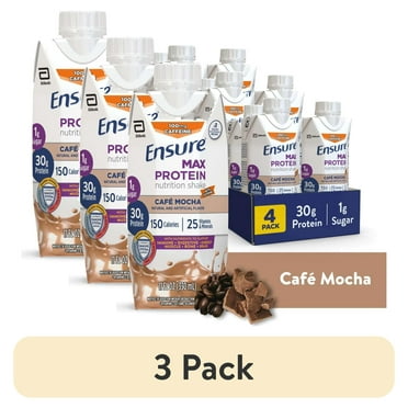 (3 pack) Ensure Max Protein Shake, 30g Protein, Cafe Mocha, 11 fl oz, 4 Pack