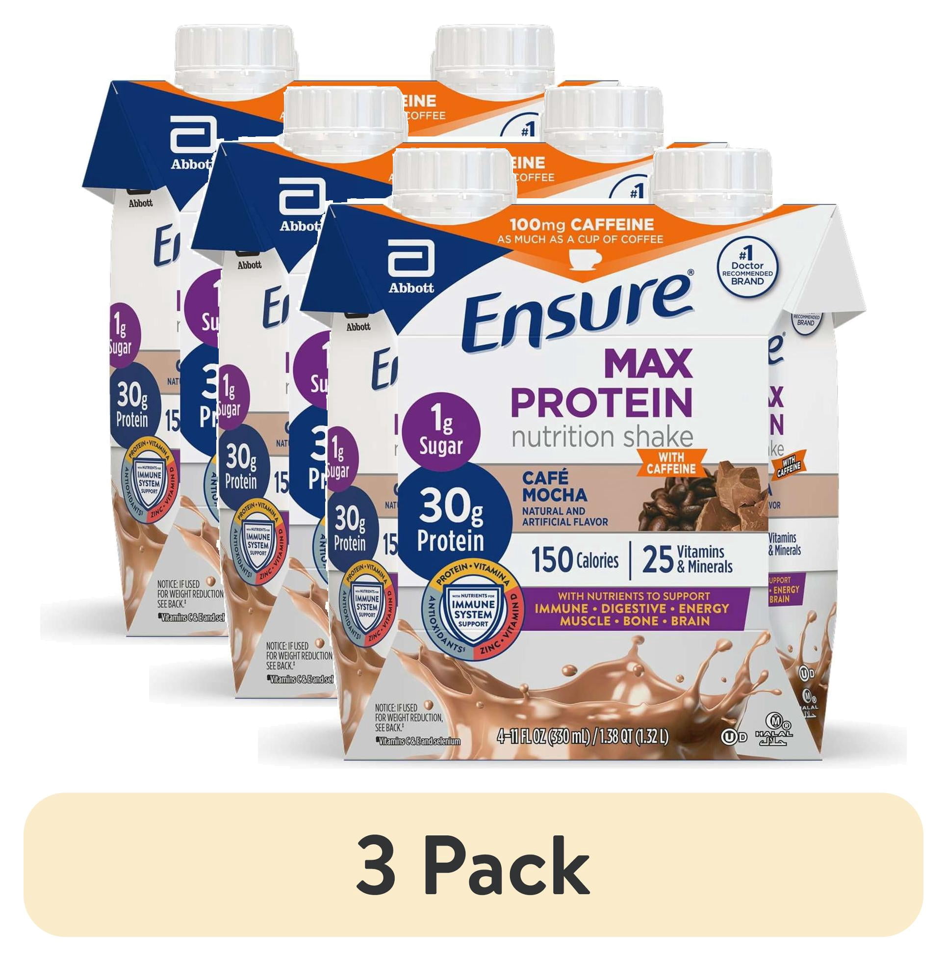 (3 pack) Ensure Max Protein Shake, 30g Protein, Cafe Mocha, 11 fl oz, 4 Pack