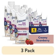 3 pack Ensure Max Protein Shake, 30g Protein, Creamy Strawberry, 11 fl oz, 4 Pack