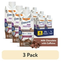 (3 pack) Ensure Max Protein Nutrition Shake, Milk Chocolate with Caffeine, 11 fl oz, 4 Count