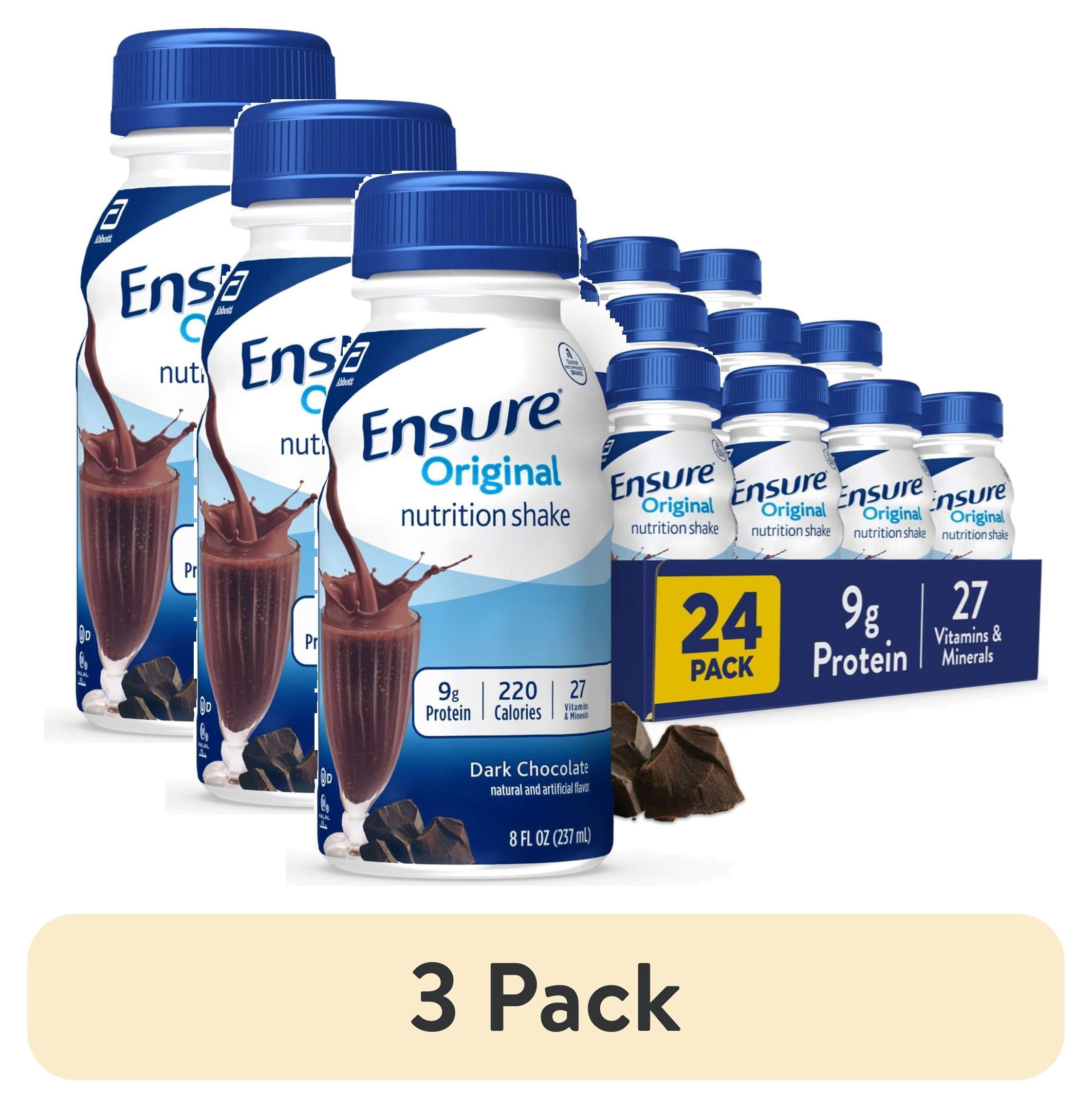 3 pack) Ensure Original Nutrition Shake, 9g Protein, Dark