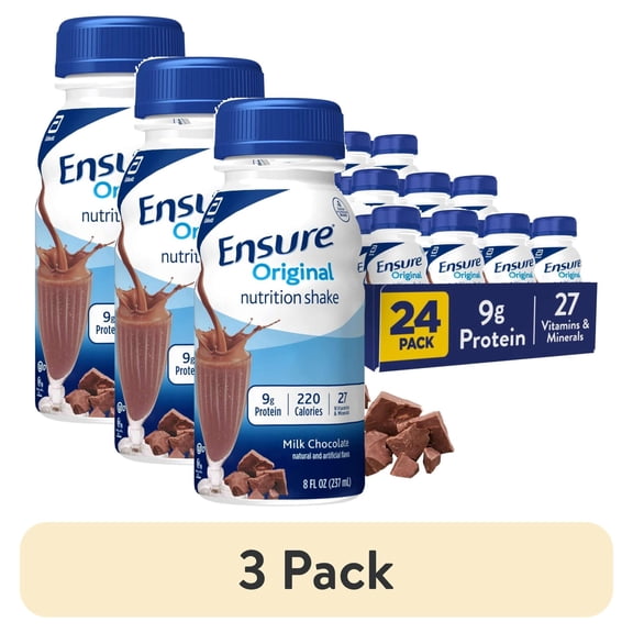 (3 pack) Ensure Original Meal Replacement Nutrition Shake, Milk Chocolate, 8 fl oz, 24 Count