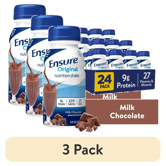 (3 pack) Ensure Original Meal Replacement Nutrition Shake, Milk Chocolate, 8 fl oz, 24 Count