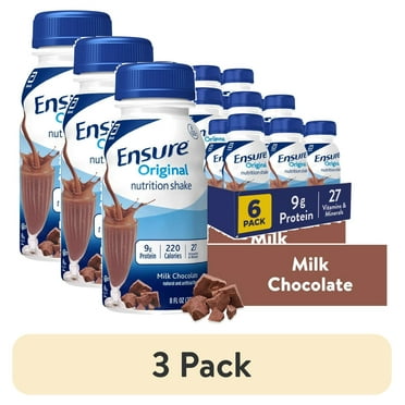 (3 pack) Ensure Original Nutrition Shake, 9g Protein, Milk Chocolate, 8 fl oz - 6 Pack