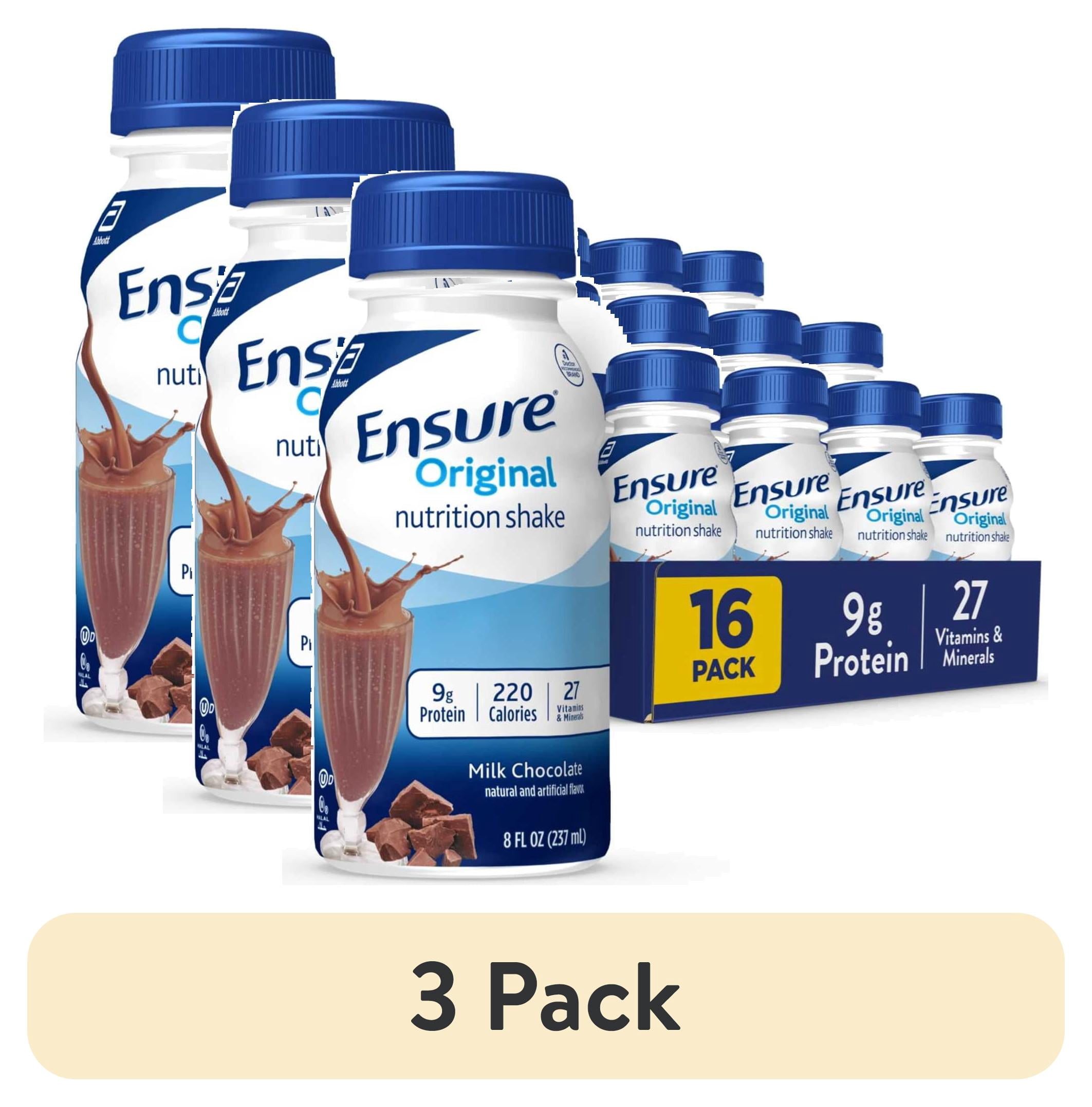 (3 pack) Ensure Original Nutrition Shake, 9g Protein, Milk Chocolate, 8 fl oz - 16 Pack