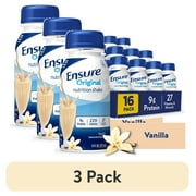 (3 pack) Ensure Original Meal Replacement Nutrition Shake, Vanilla, Ready to Drink, 8 fl oz, 16 Pack