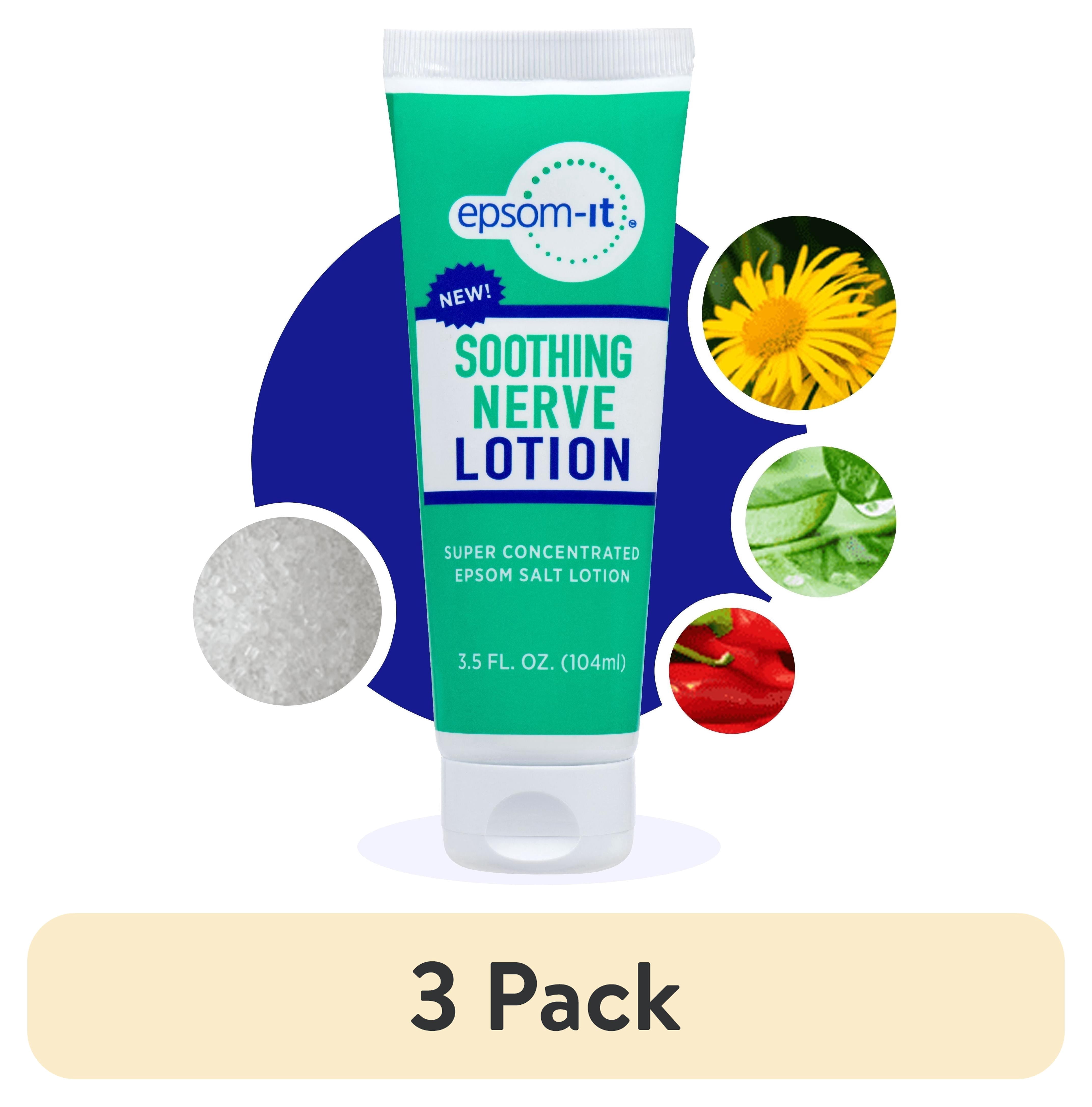 (3 pack) Epsom-It Soothing Nerve Tube - Epsom Salt Magnesium Lotion, Topical Magnesium Cream with Capsaicin & Arnica to Provide Comfort for Legs, Knee and Feet, 3.5 oz.