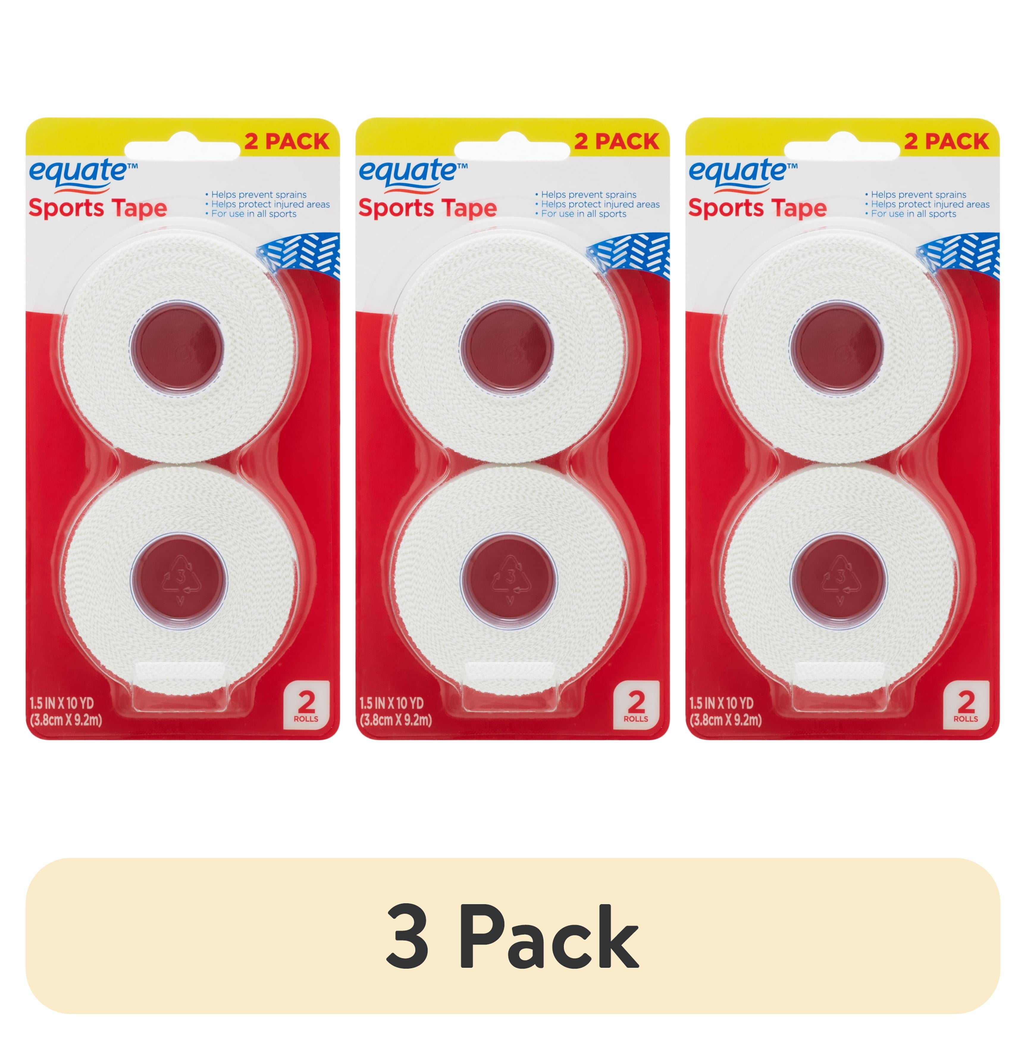 (3 pack) Equate 1.5" x 10 yd Athletic Sports Tape, Supportive & Protective, Easy Tear, 2 Rolls