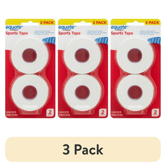 (3 pack) Equate 1.5" x 10 yd Athletic Sports Tape, Supportive & Protective, Easy Tear, 2 Rolls