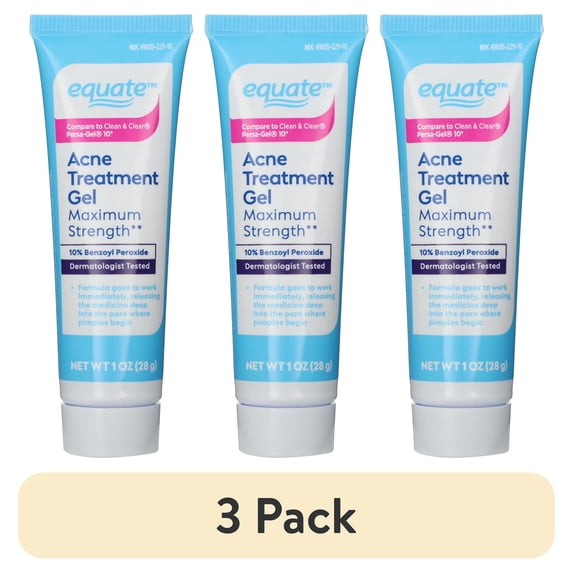 (3 pack) Equate Maximum Strength Acne Treatment Gel, 1 oz