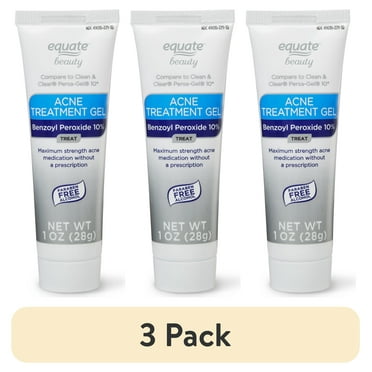 (3 pack) Equate Acne Treatment Gel with 10% Benzoyl Peroxide for Acne Care, 1 oz, Compare to Clean & Clear® Persa-Gel® 10