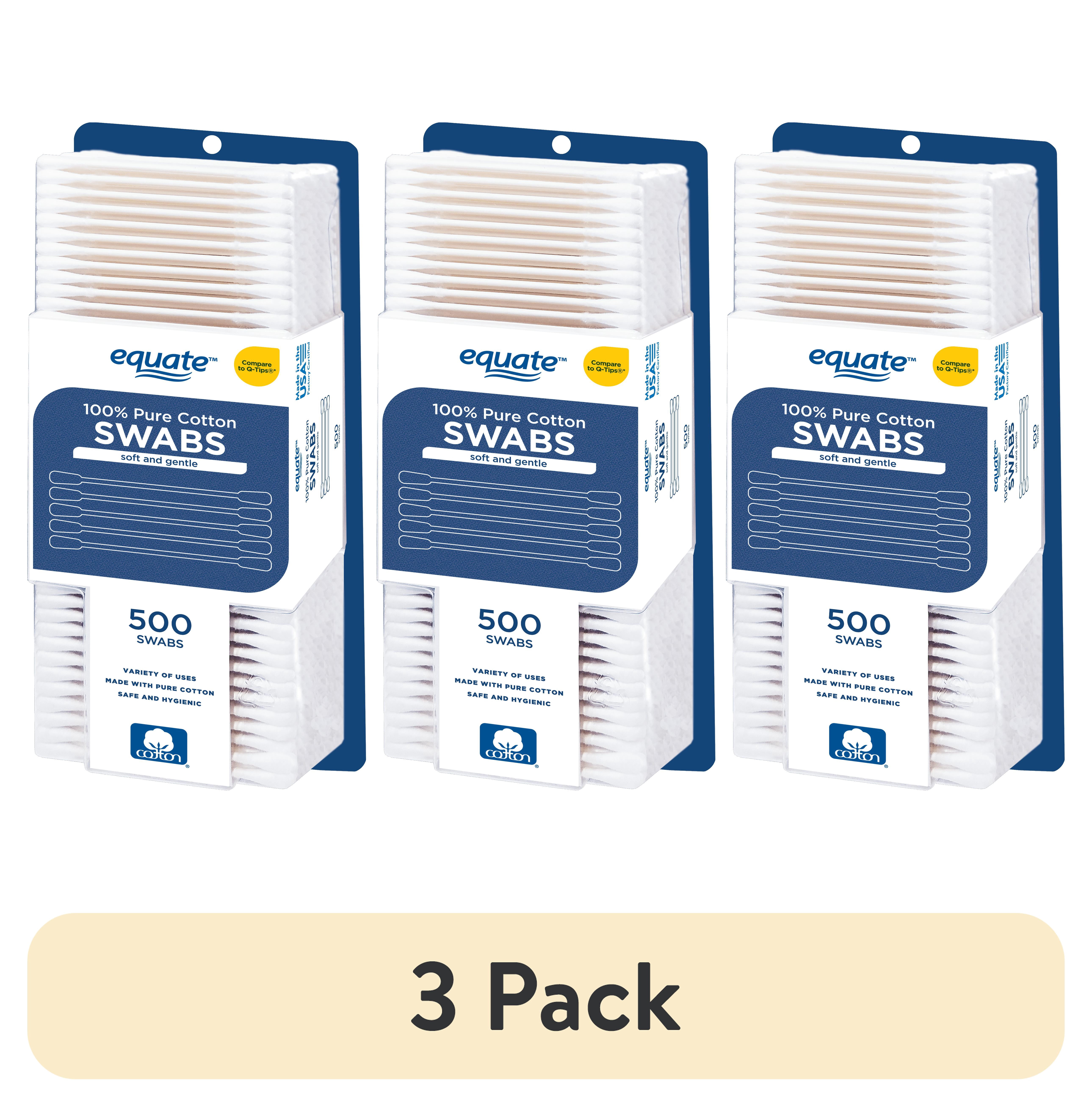 (3 pack) Equate 100% Pure Cotton Swabs, 500 Count