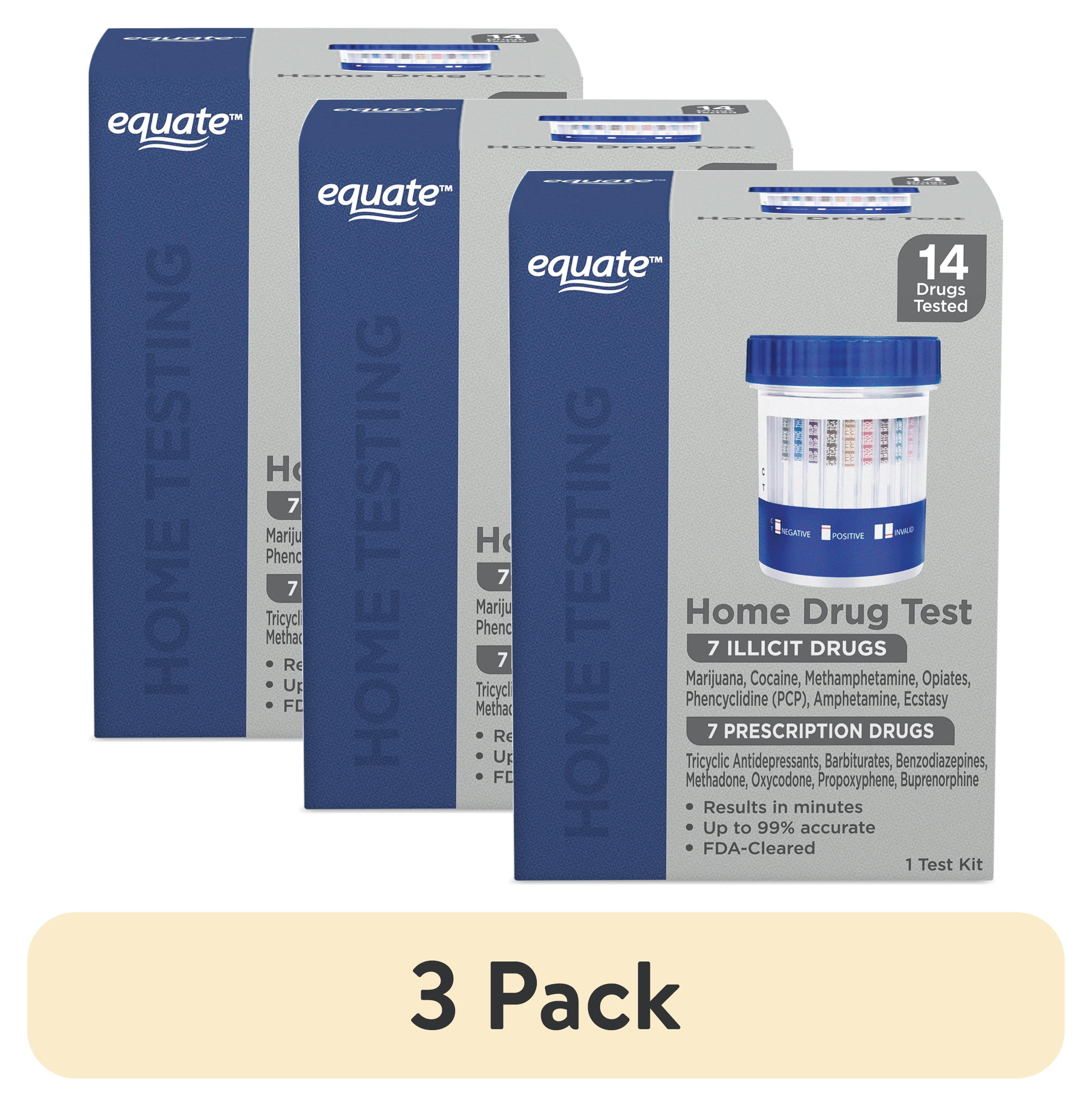 (3 pack) Equate 14 Panel At-Home Drug Test for 7 Illicit and 7 Prescription Drugs, 1 Urine Test
