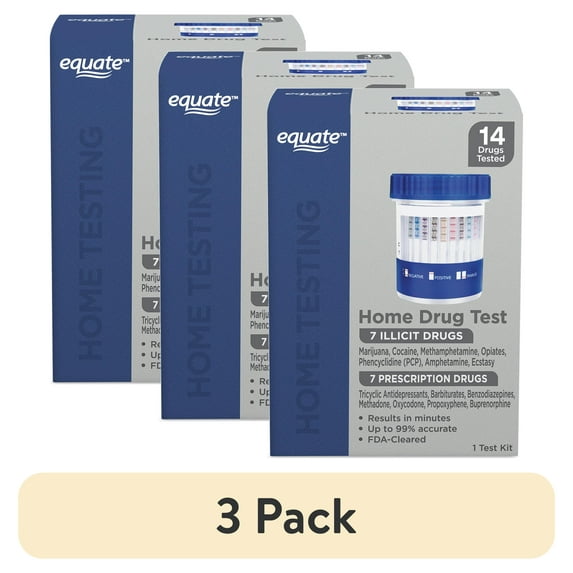 (3 pack) Equate 14 Panel At-Home Drug Test for 7 Illicit and 7 Prescription Drugs, 1 Urine Test