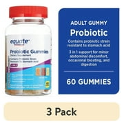 (3 pack) Equate 3-in-1 Daily Probiotic Dietary Supplement Gummies, Natural Fruit Flavors, 60 Count - Unisex