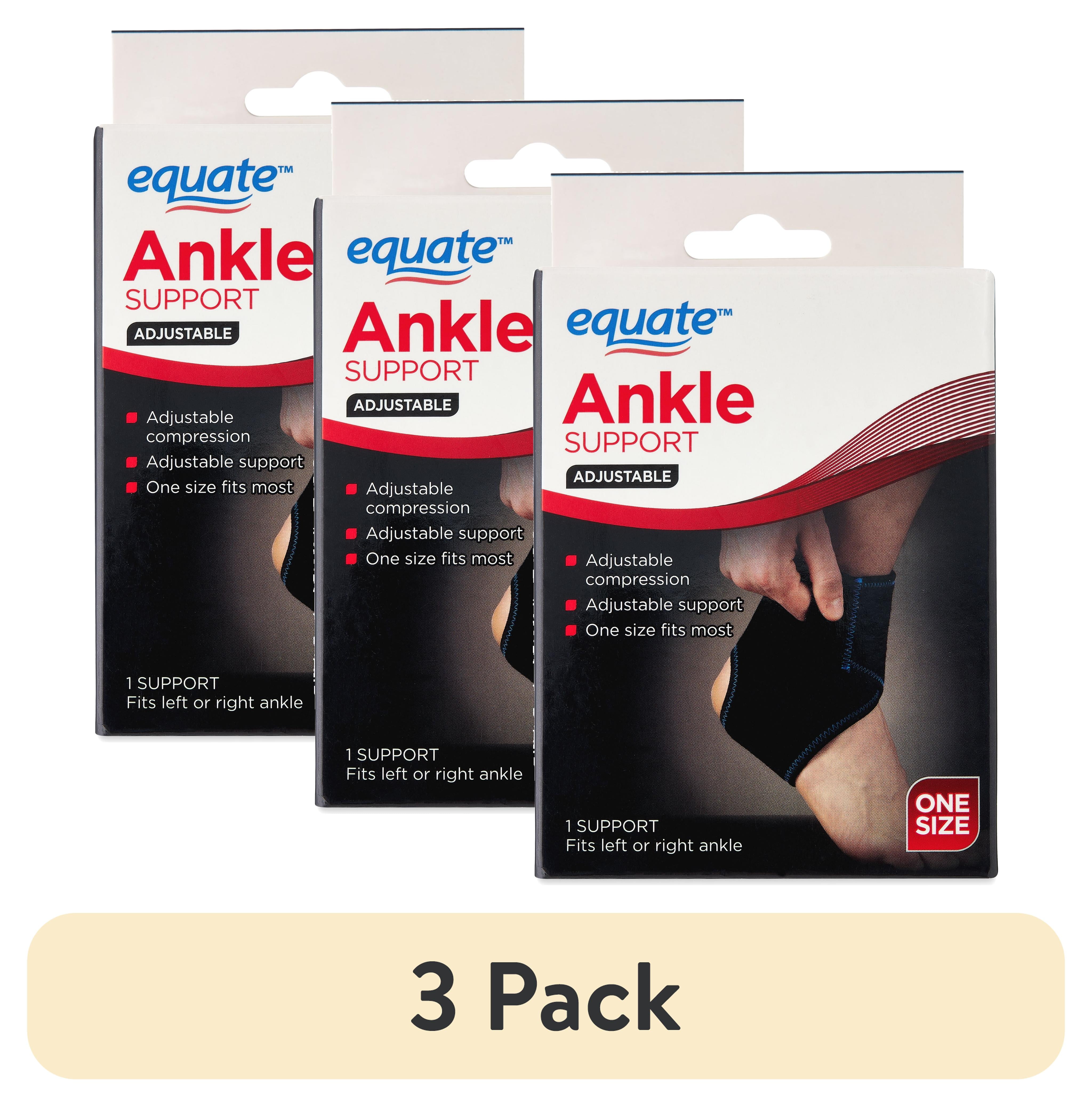 (3 pack) Equate Adjustable Ankle Brace Support One Size Black