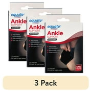 (3 pack) Equate Ankle Support Brace, Adjustable One Size, Black
