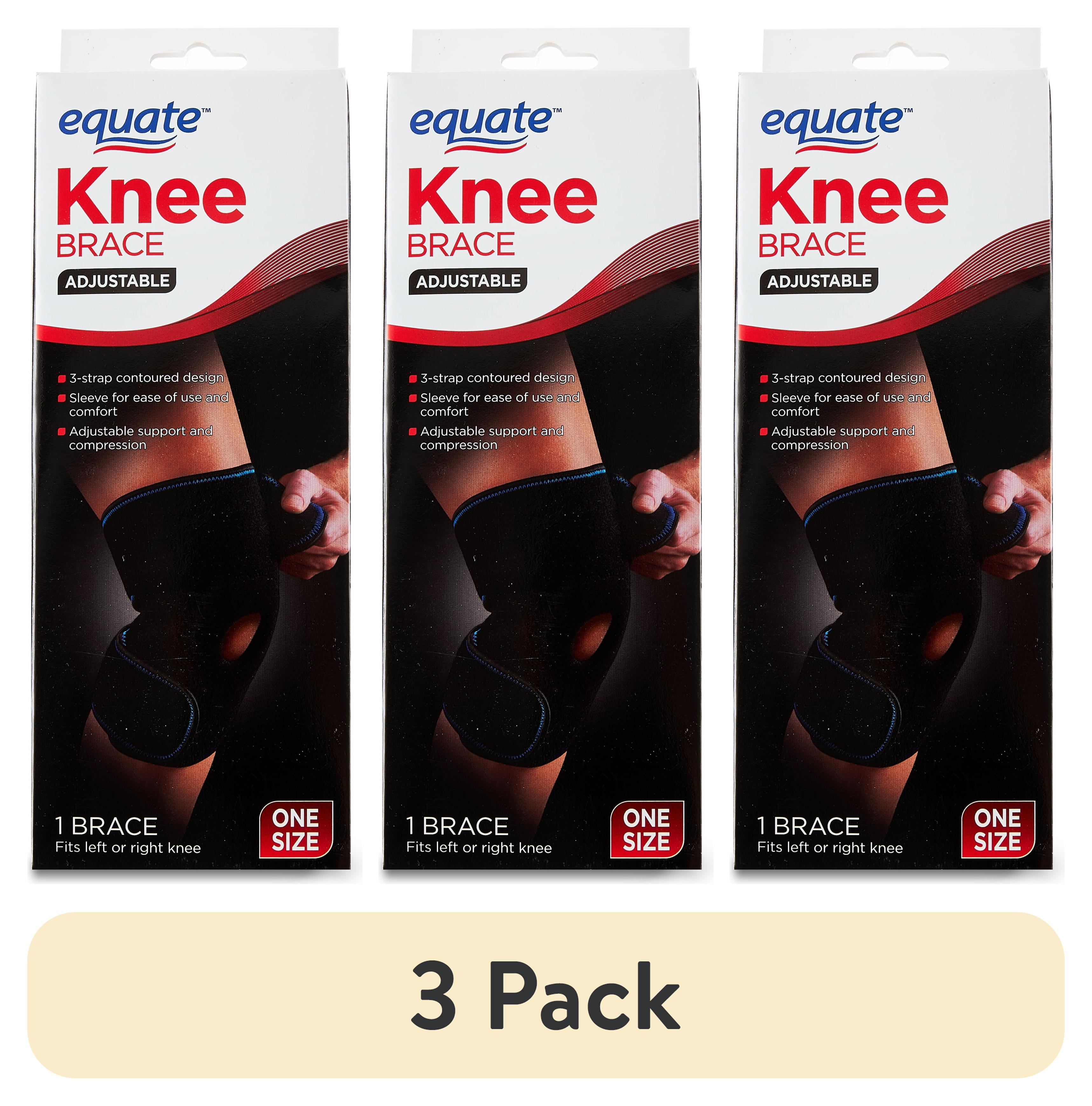 (3 pack) Equate Adjustable Knee Brace for Support and Compression, One Size