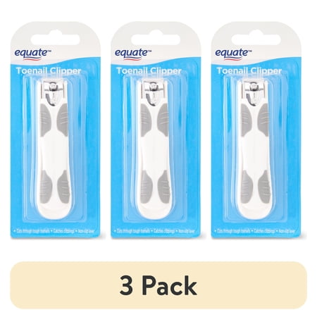 (3 pack) Equate Adult Toenail Clipper for Nail Health & Ingrown Toenail Prevention