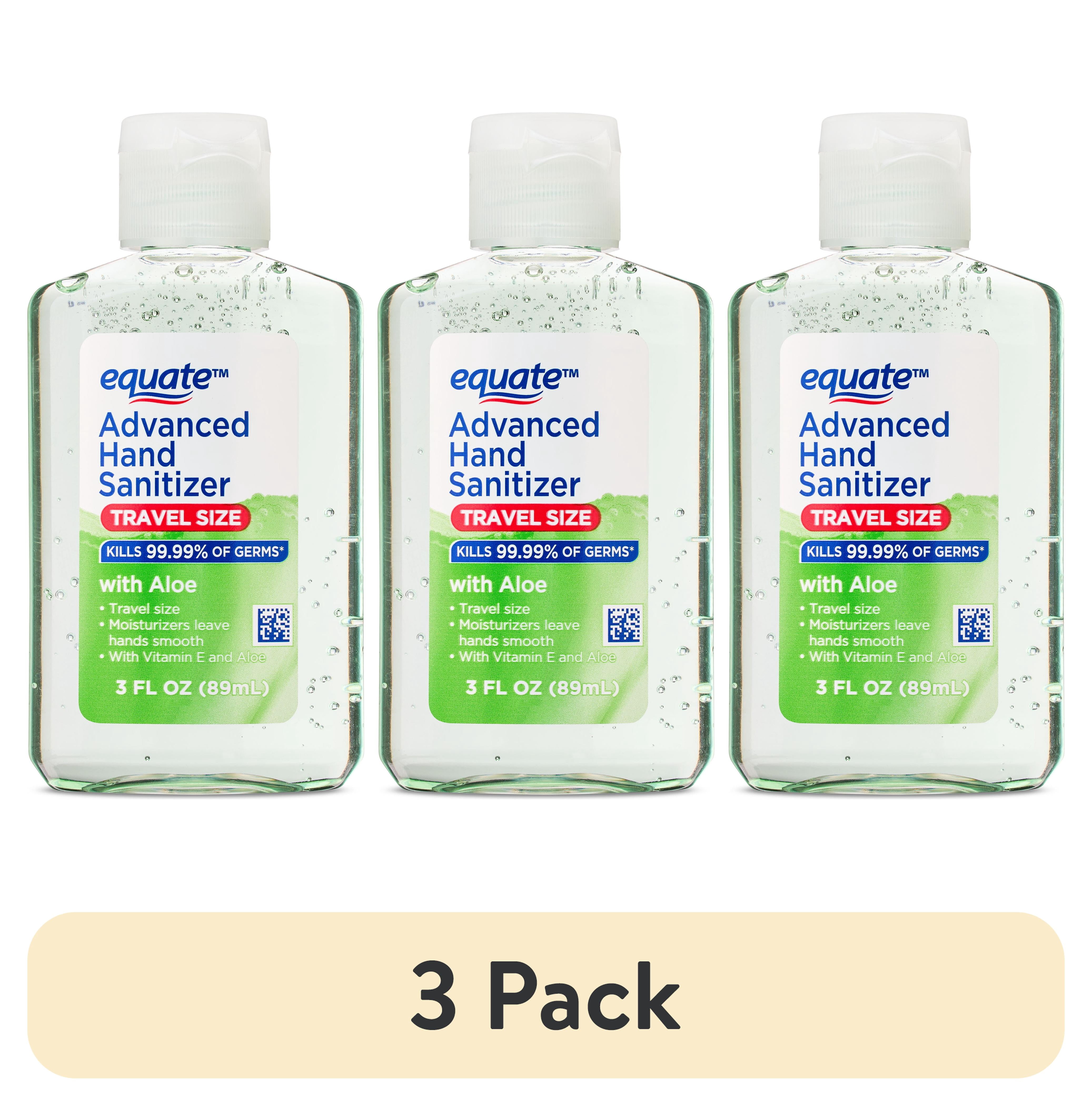 (3 pack) Equate Advanced Hand Sanitizer with Aloe, Travel Size, 3 fl oz