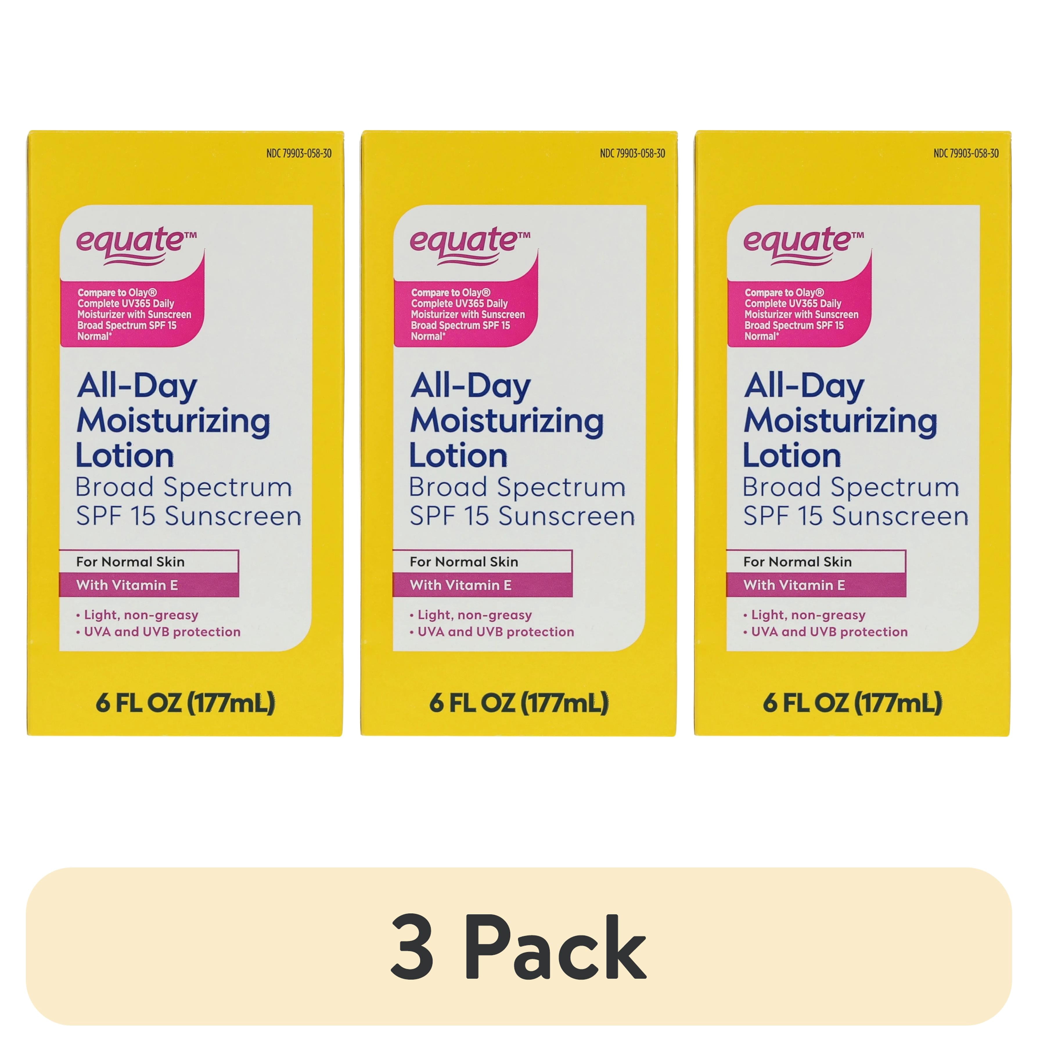 (3 pack) Equate All-Day Moisturizing Lotion with SPF 15 Broad Spectrum Sunscreen, 6 fl oz