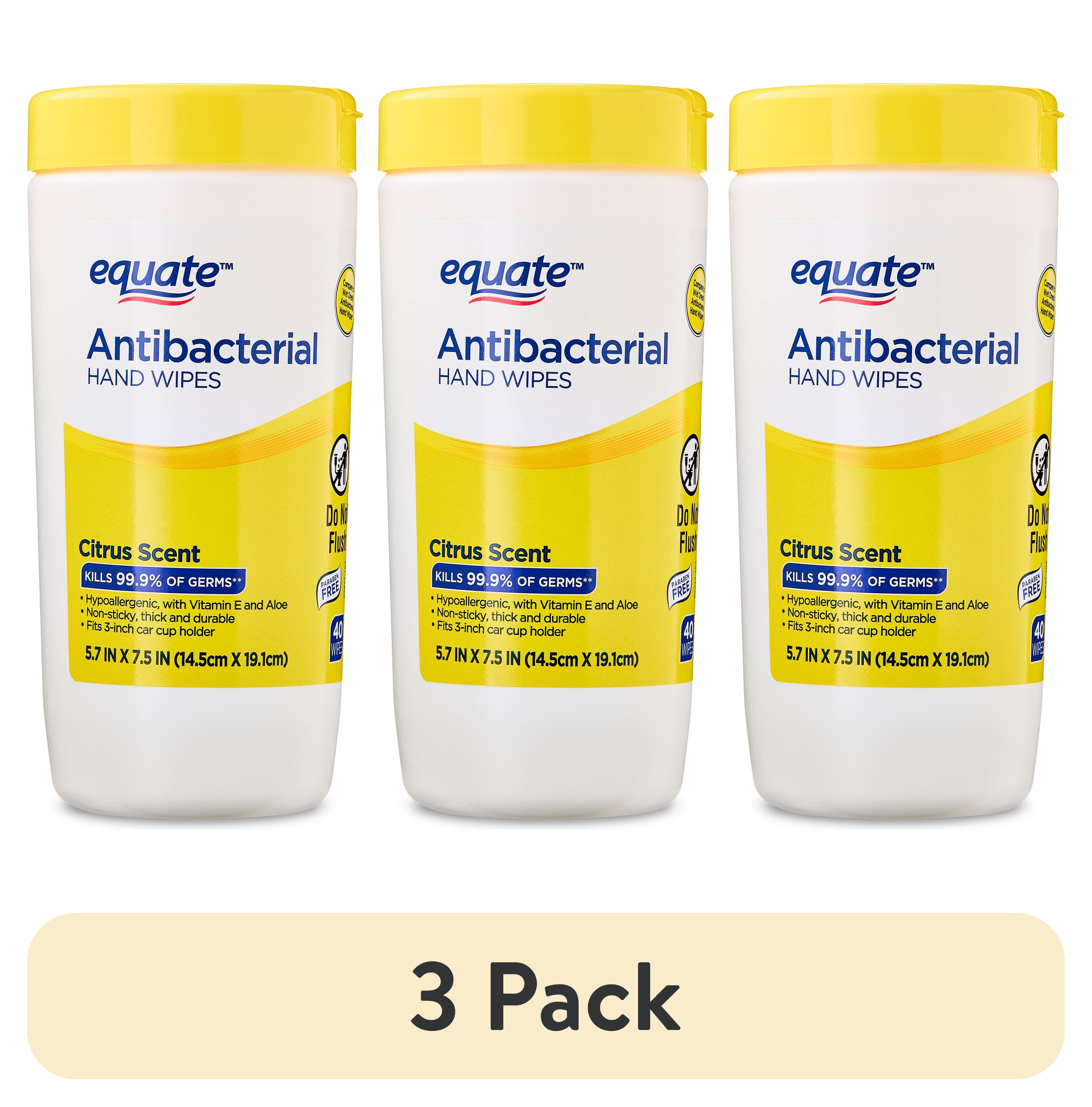 (3 pack) Equate Antibacterial Hand Wipes, Citrus Scent, 40 Wipes