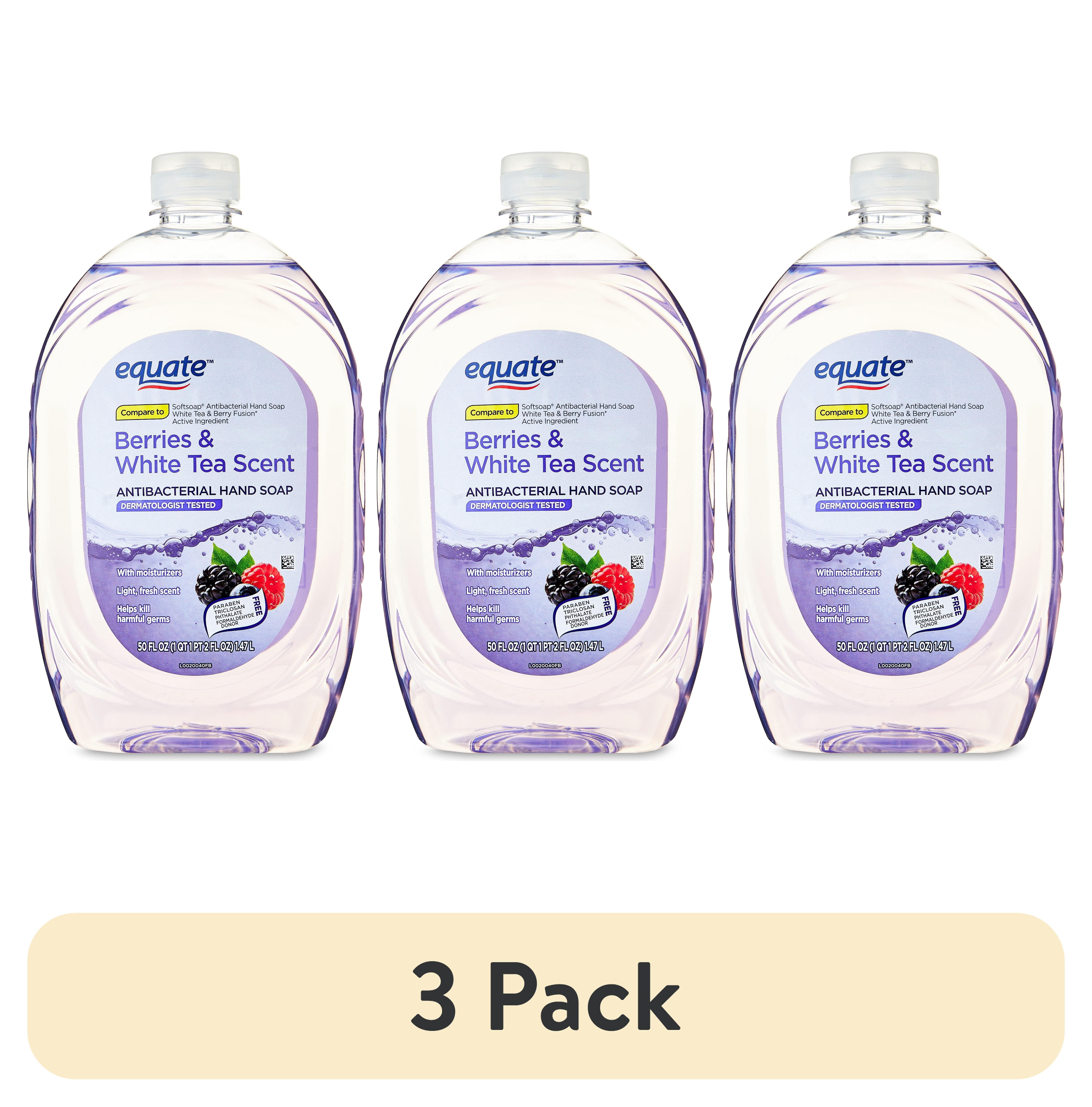 (3 pack) Equate Antibacterial Liquid Hand Soap, Berries and White Tea, 50 fl oz