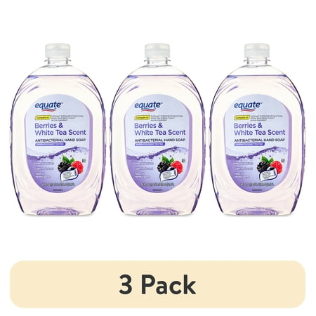 (3 pack) Equate Antibacterial Liquid Hand Soap, Berries and White Tea, 50 fl oz