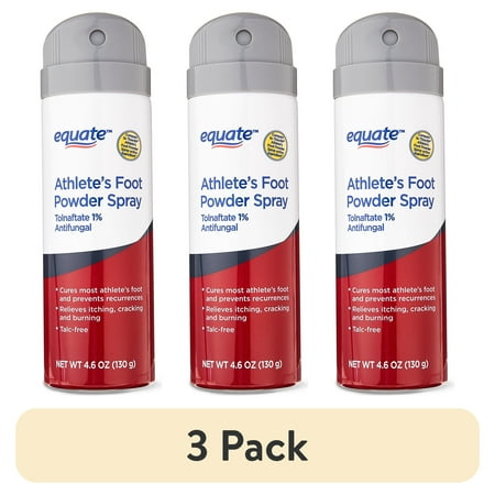 (3 pack) Equate Athlete's Foot Antifungal Powder Spray, Tolnaftate 1%, 4.6 oz, Compare to Tinactin® Athlete's Foot Powder Spray Active Ingredient