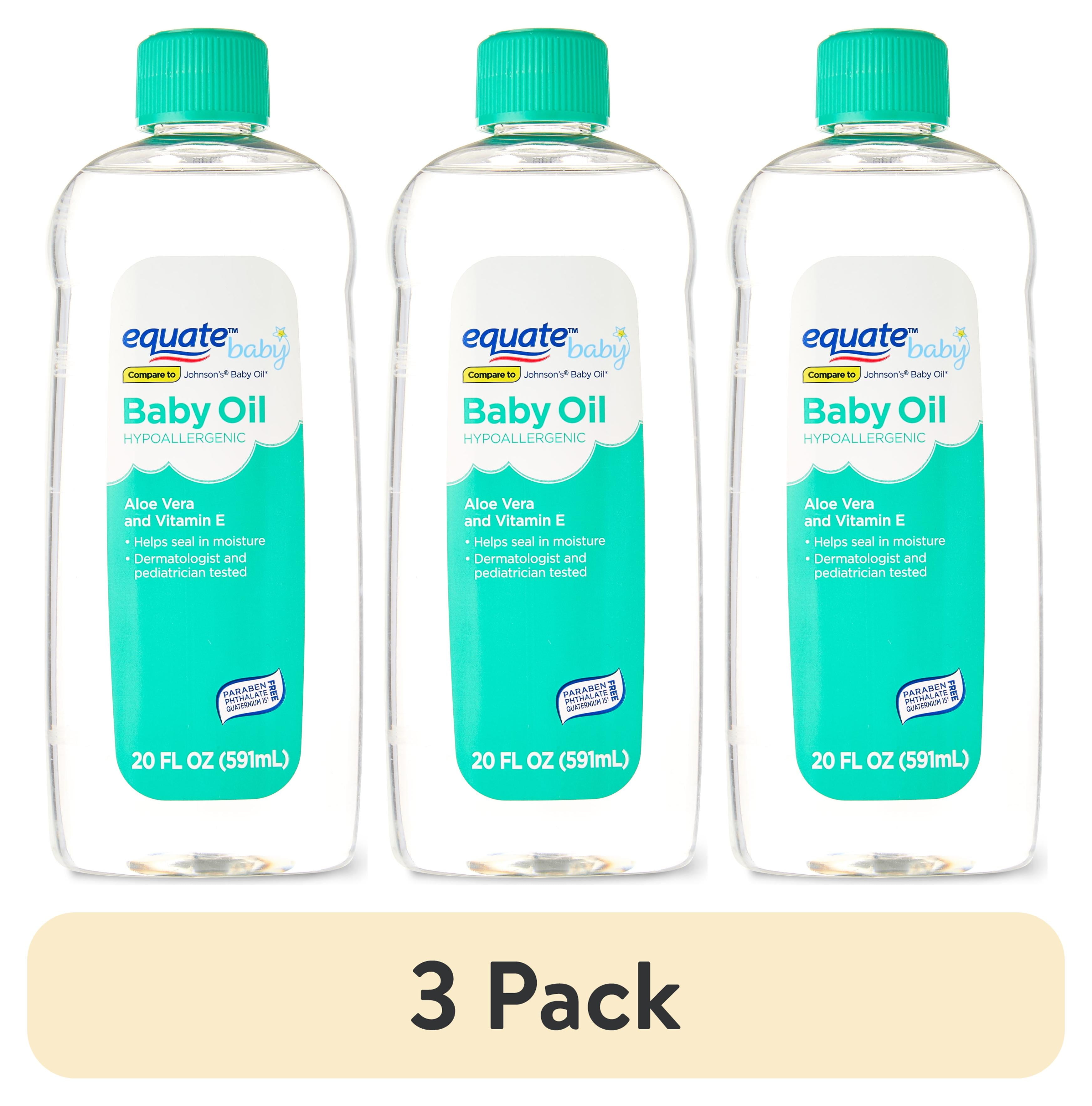 (3 pack) Equate Baby Oil with Aloe Vera and Vitamin E, 20 fl oz