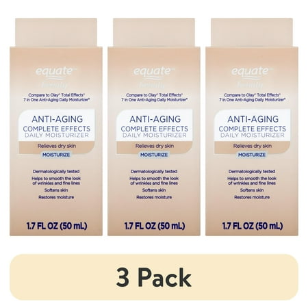 (3 pack) Equate Beauty Anti-Aging Complete Effects Daily Facial Moisturizer with SPF 15, 1.7 fl oz