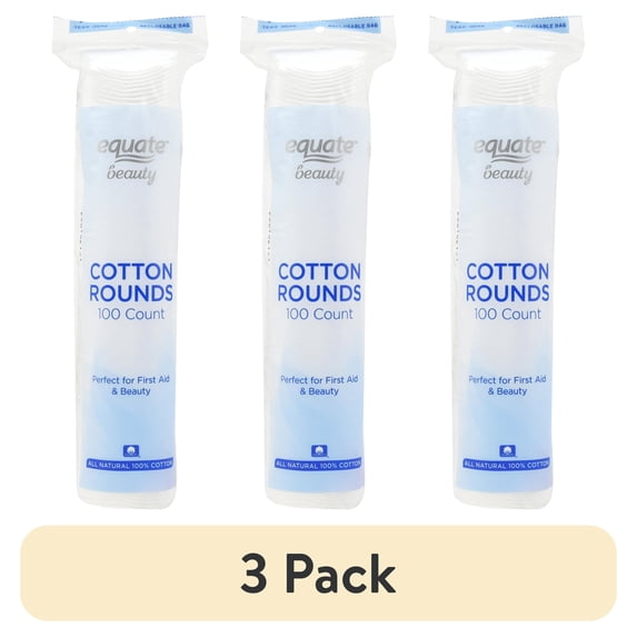 (3 pack) Equate Beauty Cotton Rounds, 100 Count