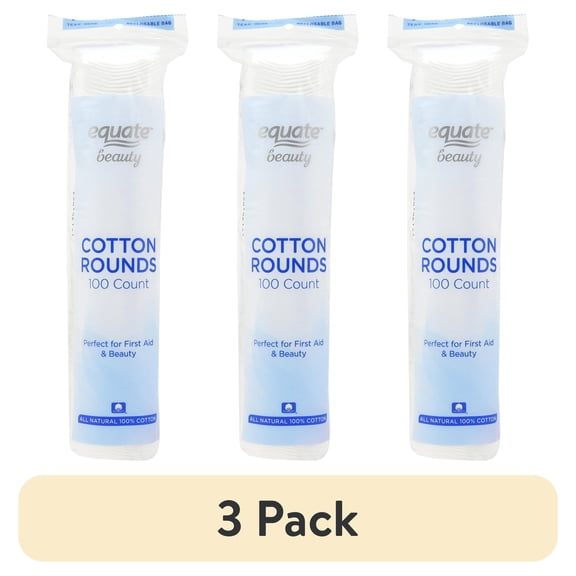 (3 pack) Equate Beauty Cotton Rounds, 100 Count