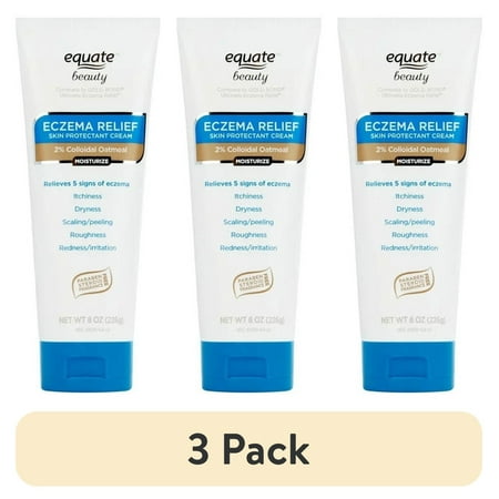 (3 pack) Equate Beauty Eczema Relief Skin Protectant Cream with 2% Colloidal Oatmeal, 8 oz