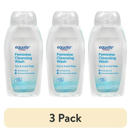 (3 pack) Equate Feminine Cleansing Wash For all Skin Types, Scent & Dye Free, ph-Balanced, 13 fl oz