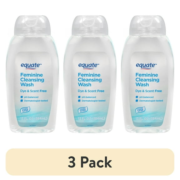 (3 pack) Equate Feminine Cleansing Wash For all Skin Types, Scent & Dye Free, ph-Balanced, 13 fl oz