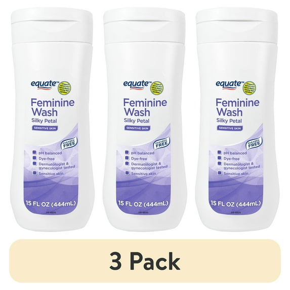 (3 pack) Equate Feminine Wash for Sensitive Skin, Silky Petal Scented, 9 fl oz, Compare to Summer's Eve® Delicate Blossom Cleansing Wash Ingredients