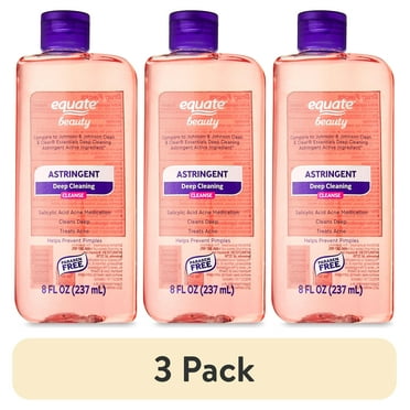 (3 pack) Equate Astringent with 2% Salicylic Acid for Deep Cleaning Acne Care, 8 fl oz, Compare to Johnson & Johnson Clean & Clear® Essentials Deep Cleaning Astringent Active Ingredient