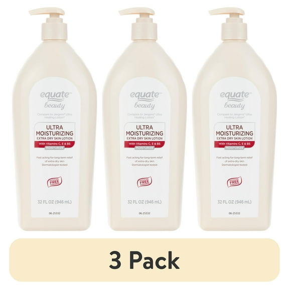 (3 pack) Equate Ultra Moisturizing Extra Dry Skin Lotion, 32 fl oz, Compare to Jergens Ultra Healing Lotion