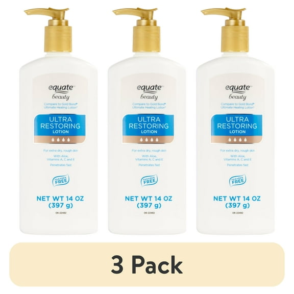 (3 pack) Equate Ultra Restoring Lotion, 14 fl oz, Compare to Gold Bond Ultimate Healing Lotion