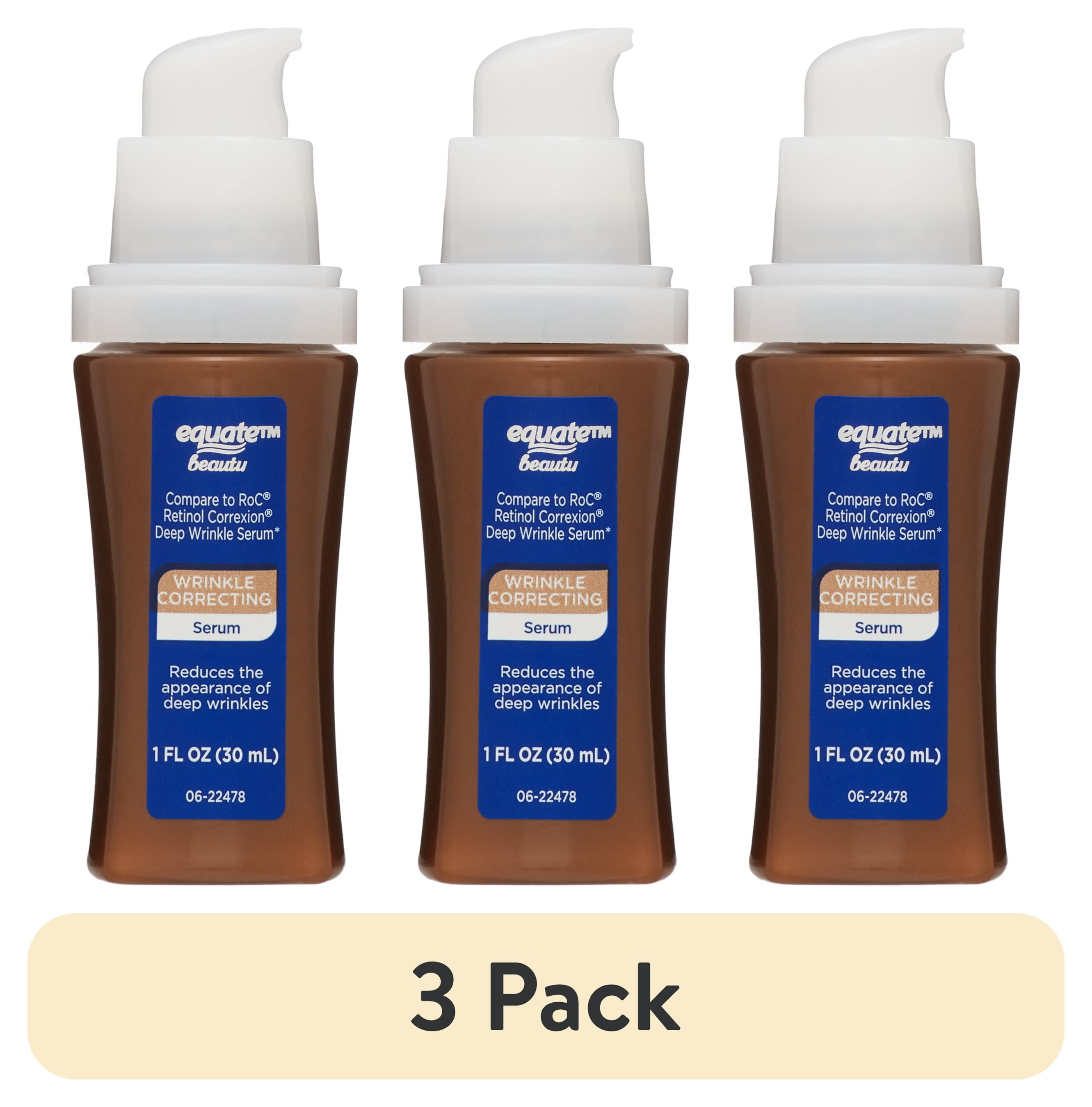 (3 pack) Equate Wrinkle Correcting Serum for Face Care to Reduce the Appearance of Deep Wrinkles, 1 fl oz, Compare to RoC® Retinol Correxion® Deep Wrinkle Serum