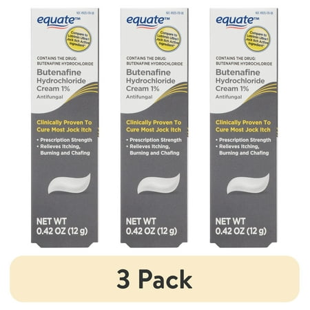 (3 pack) Equate Jock Itch Butenafine Hydrochloride 1% Antifungal Cream, 0.42 oz, Compare to Lotrimin Ultra® Jock Itch Active Ingredient