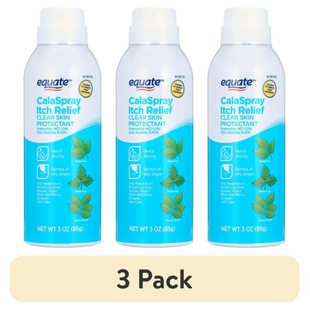 (3 pack) Equate CalaSpray Anti Itch Clear Skin Protectant, 3 oz, Compare to Caladryl® active ingredients