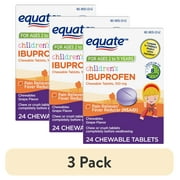 (3 pack) Equate Children's Ibuprofen Chewable Tablets, 100 mg, Grape Flavor, Ages 2 to 11 Years, 24 Count, Compare to Children's Motrin® Active Ingredient