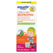 (3 pack) Equate Children's Ibuprofen Oral Suspension, 100 mg, Berry Flavor, Ages 2 to 11 Years, 4 fl oz, Compare to Children's Motrin® Active Ingredient