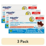 (3 pack) Equate Children's Loratadine Orally Dissolving Tablets, 10 mg, Ages 6 Years and Older, 10 Count, Compare to Claritin® RediTabs® Active Ingredient